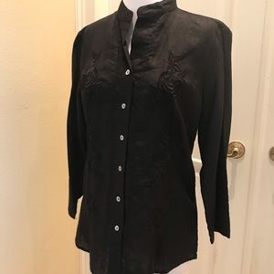 NWT Peter Martin embroidered front linen shirt